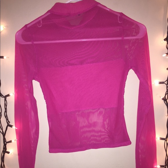 Fashion Nova Hot Pink Sheer Bodysuit - Picture 4 of 4
